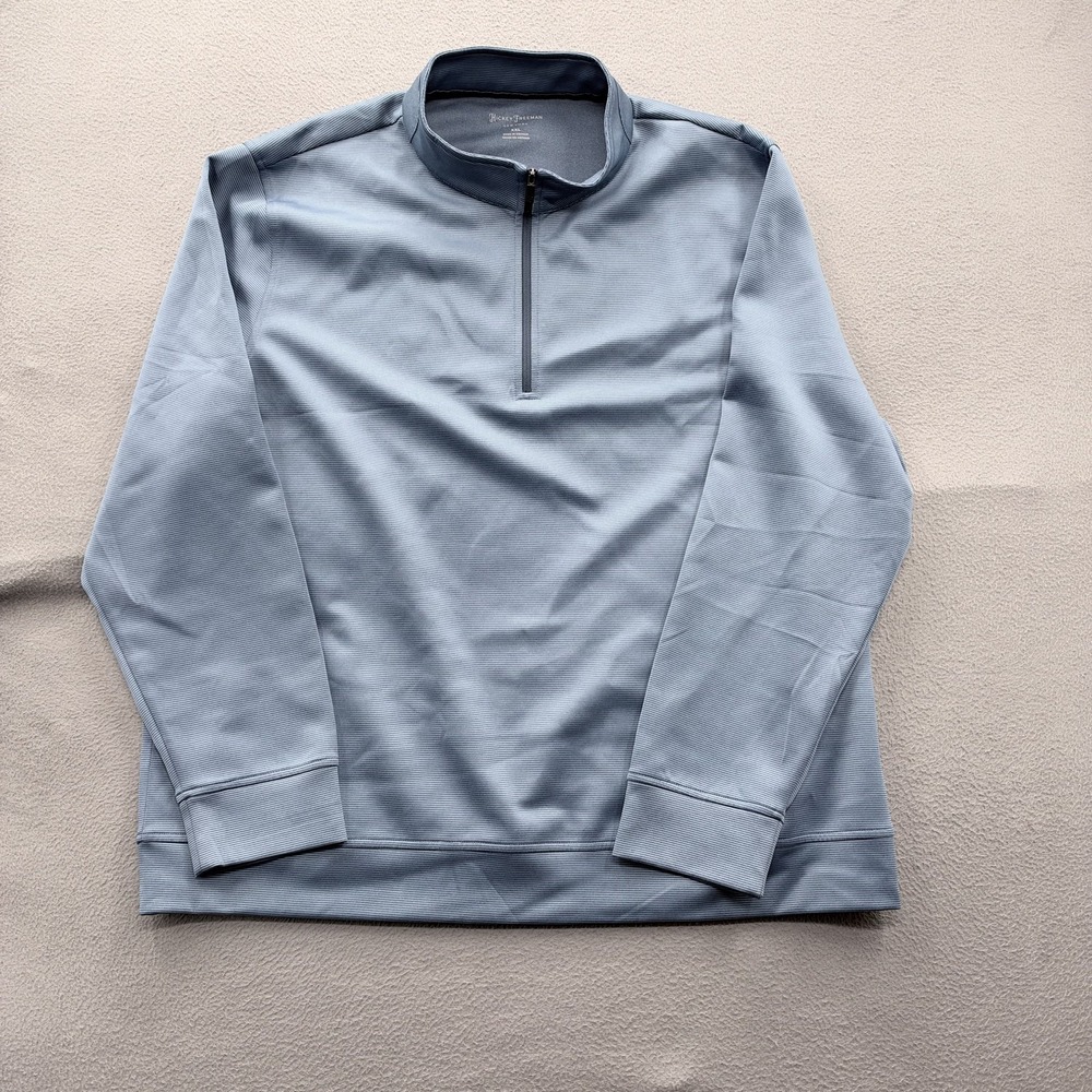 Hickey Freeman Pullover Mens 2XL Blue Quarter Zip Long Sleeve Casual Stretch